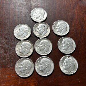 1964 Roosevelt Dime Set – 90% Silver (10 Coin Lot)